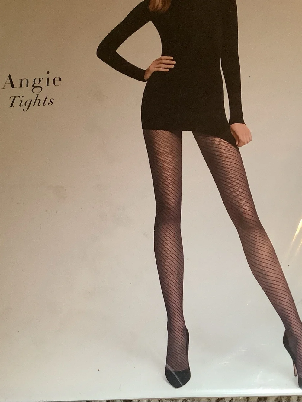 Wolford Angie tights, spiral shaped net design, color black, size: M